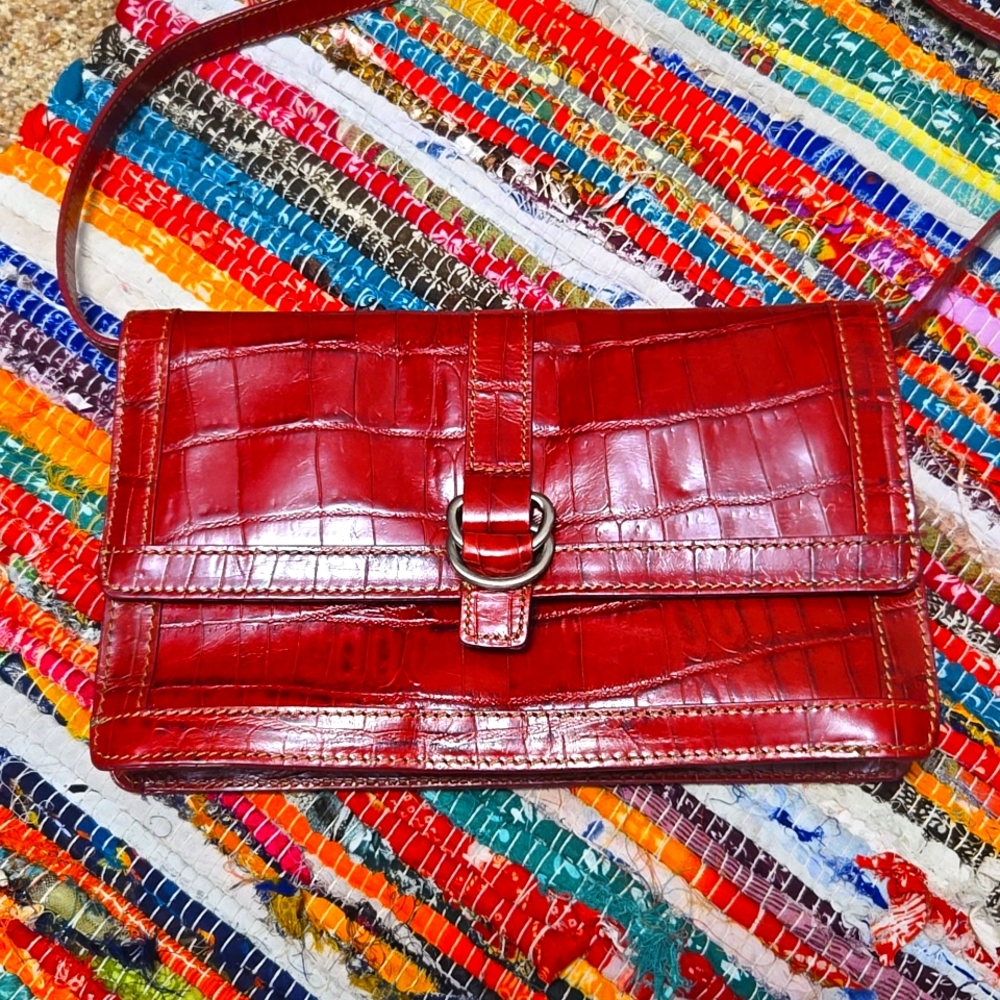 Jones New York Alligator Crossbody Purse Bag Clutch Leather